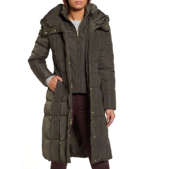 Cole Haan Taffeta Down & Feather Fill Coat In Forest Green XS/TP NWT in packagin - Picture 1 of 9